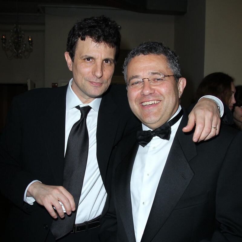 David Remnick, editor of The New Yorker, and Jeffrey Toobin. Photograph: Jimi Celeste/Patrick McMullan via Getty