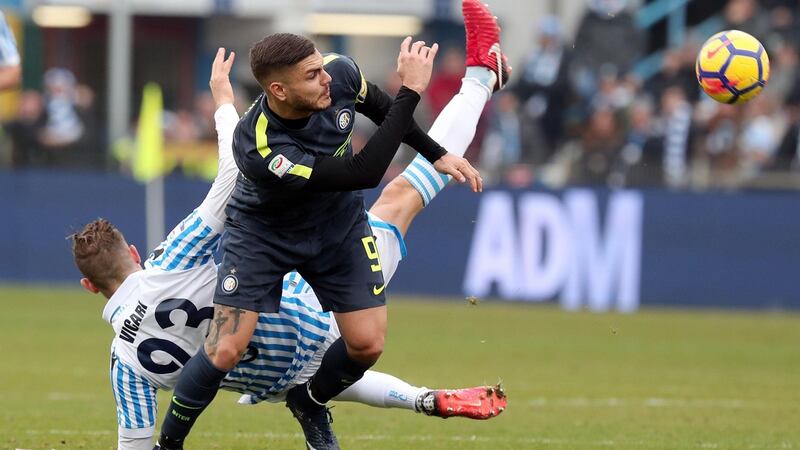 Inter’s Mauro Icardi in action against Spal. Photograph: Serena Campanini/EPA