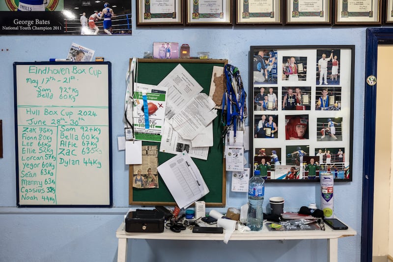 Inside St Mary's Boxing Club, Tallaght. Photograph: Tom Honan
