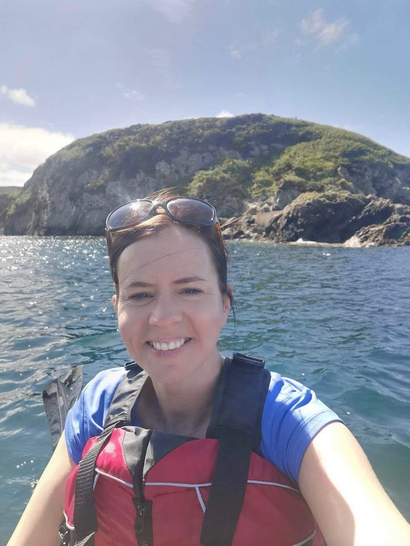 Rose Boyle kayaking off the coast of Arranmore Island. She works from home on the island having previously lived in Dublin