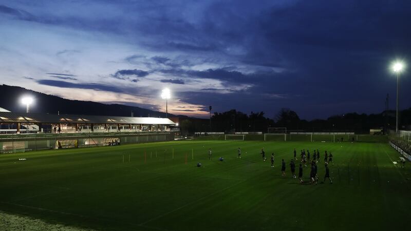 Athletic Bilbao players train in Lezema at the foothills of the Basque mountains. Photo: Nils Petter Nilsson/Getty Images