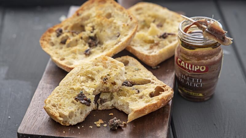 Anchovy toasts. Photograph: Harry Weir Photography