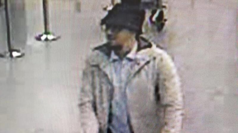 Belgian police issued a new appeal on Monday for information about a man caught on CCTV at Brussels airport with two others thought to have blown themselves up in the check-in area last Tuesday. The man has been identified as Faycal Cheffou, and has also been charged with participation in a terrorist group and attempted terrorist killings. Photograph: Belgian Federal Police/EPA.
