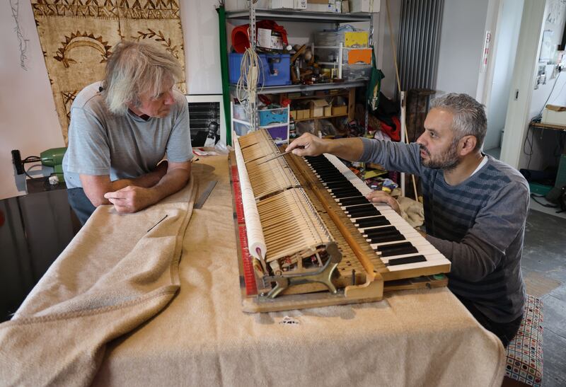 Sameh As’ad also plays the oud – a pear-shaped, 11-stringed traditional Middle-Eastern instrument. Photograph: Joe O'Shaughnessy