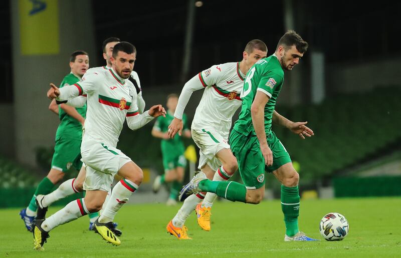 Ireland's Troy Parrott in action against Bulgaria at the Aviva Stadium in 2020. Photograph: James Crombie/Inpho