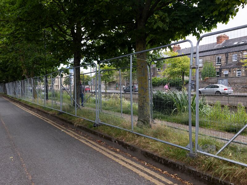 Fencing along the Grand Canal in Dublin. Photograph: Sam Boal/Collins Photos