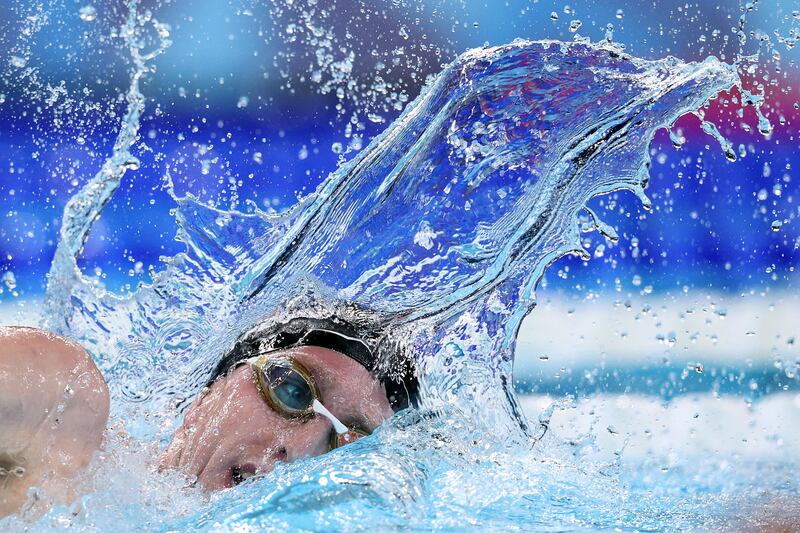 Daniel Wiffen competes in the men's 800m freestyle final. Photograph: Adam Pretty/Getty Images