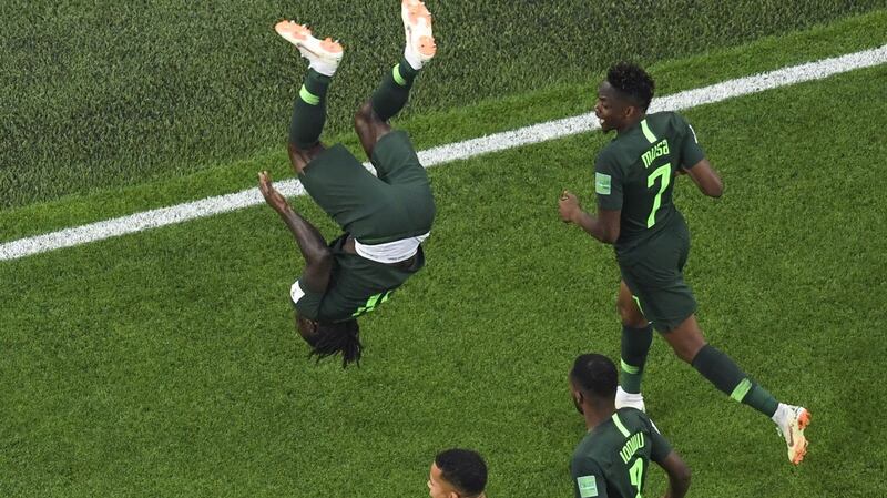 Victor Moses after netting the equaliser. Photo: Kirill Kudryavtsev/Getty Images