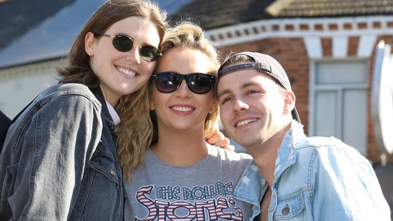 Rolling Stones fans Aine Healy, Aaron and Tracey Hackett from Limerick. Photograph: Collins