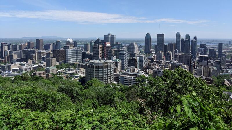 The Montreal city skyline is seen from Mont Royal in Montreal, Quebec. Photograph: Hyungwon Kang/Reuters