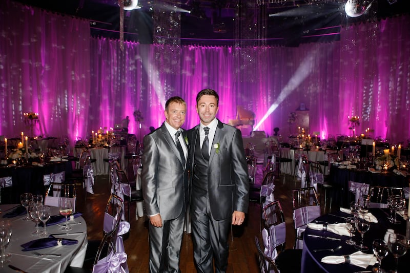 'I was on breakfast TV 25 years ago in Ireland as an openly gay man.' Alan Hughes and Karl Broderick on their wedding day.