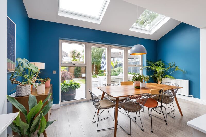 The dining area is well-lit.