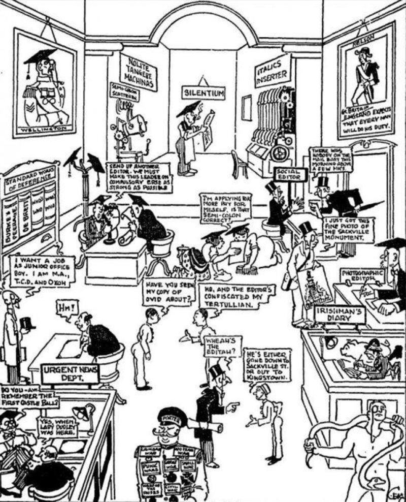 A view of the Irish Times in the 1920s, from the Dublin Opinion’s ‘Grangegorman correspondent’