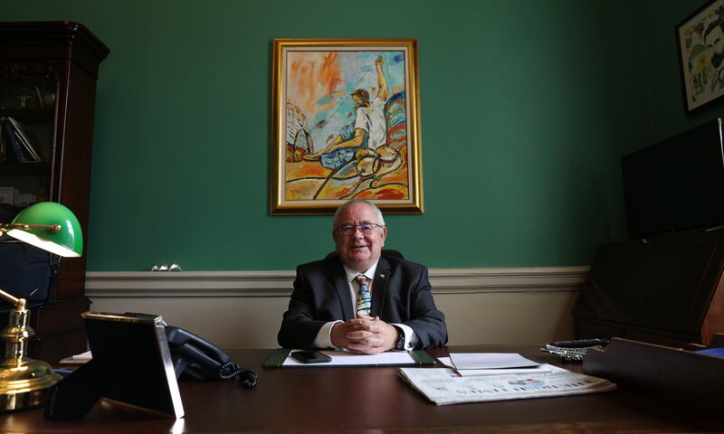 
Ceann Comhairle Seán Ó Fearghaíl in his office. Photograph: Laura Hutton 