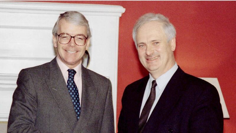 Britain’s then prime minister John Major greets taoiseach John Bruton  at Downing Street, London, on December 9th, 1996. File photograph: Dan Chung/Reuters