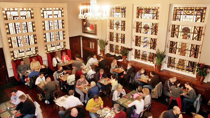 The interior of Bewley’s café featuring the famous Harry Clarke stained glass windows in 2005. Photograph: Matt Kavanagh