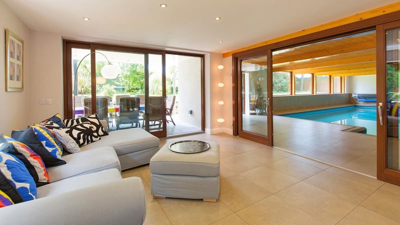 Family room and pool at  Kilquade, Co Wicklow