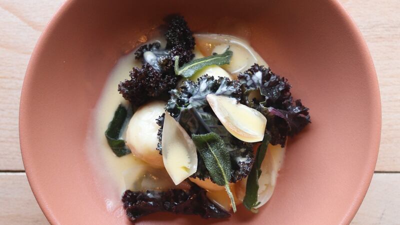 Ricotta dumplings, with Hegarty’s cheddar cheese sauce