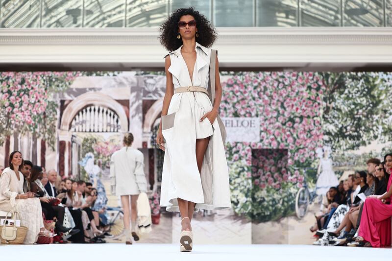 Paul Costelloe runway show at London Fashion Week 2023. Photograph: Henry Nicholls/AFP/Getty Images