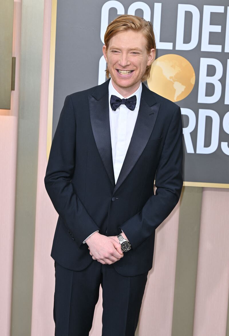 Domhnall Gleeson, who was nominated for his performance in The Patient, wearing a black tuxedo. Photograph: Frederic J. Brown/AFP