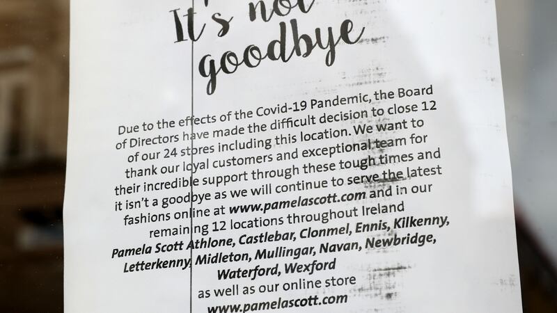 A notice in the window of Pamela Scott on Grafton Street on Thursday. Photograph: Crispin Rodwell
