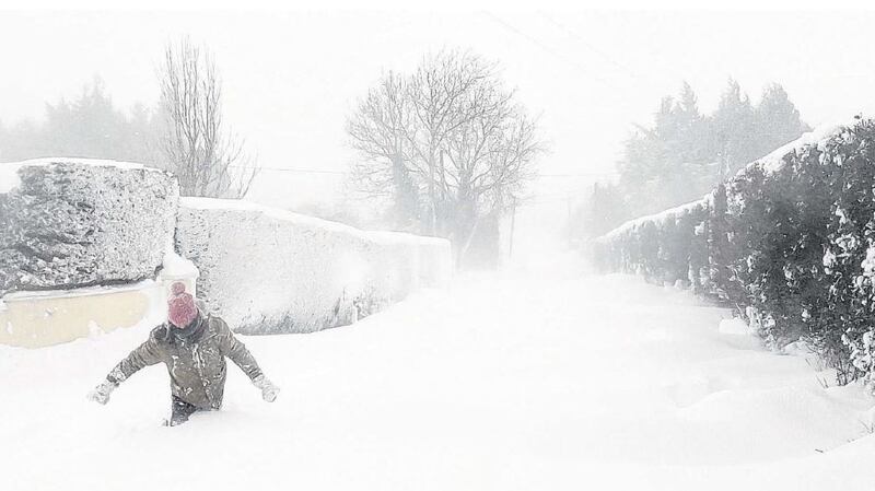 Snow drifts make roads virtually impassable in Rathmore, Co Kildare. Photograph: Niall Seargent