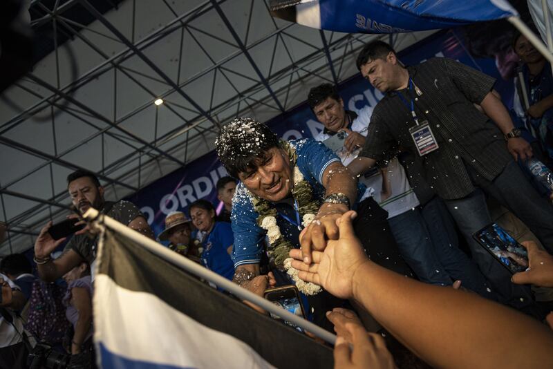 Evo Morales has called on voters to spoil their votes in the Bolivian presidential election. Photograph: Marcelo Perez del Carpio/Bloomberg