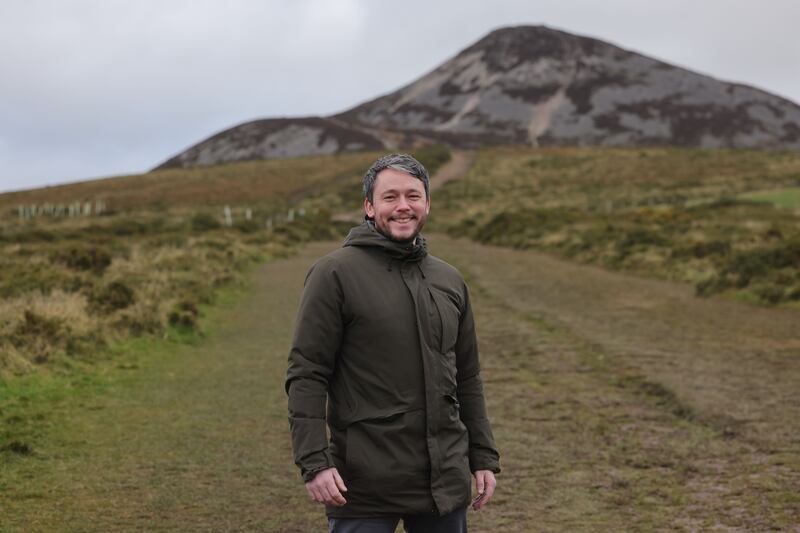 David Austin from Manchester walking on the Great Sugar Loaf Mountain in County Wicklow. Photograph: Alan Betson
