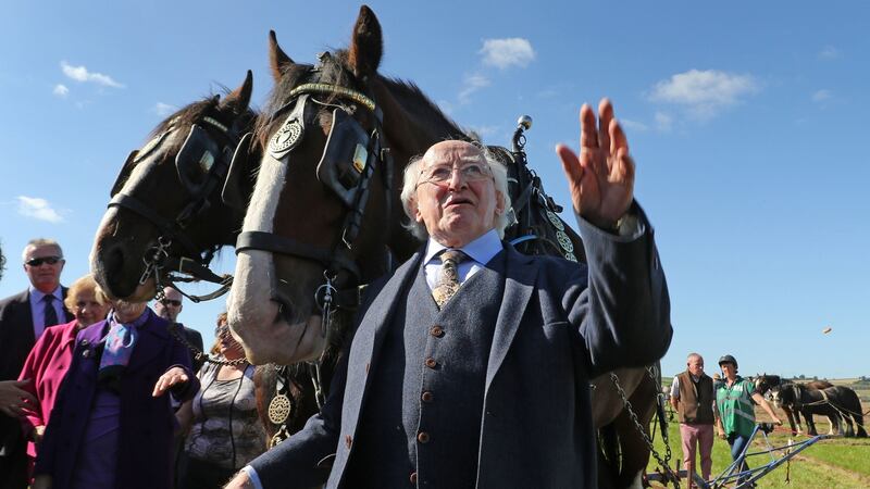 President Michael D Higgins officially opens the 88th annual National Ploughing Championships.   Photograph: Nick Bradshaw for The Irish Times