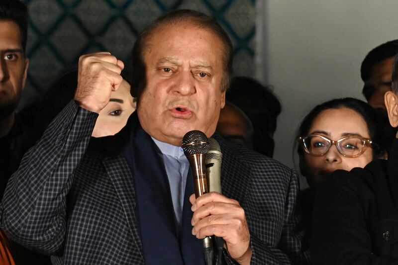 Pakistan's former prime minister Nawaz Shari of PML-N: the largest recognised party following last week's elections.  Photograph: Aamir Qureshi /AFP via Getty Images