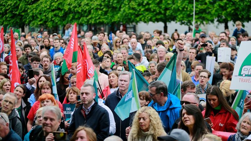 The Raise the Roof Rally was attended by thousands of people in Dublin city centre on Saturday. Photograph Nick Bradshaw/The Irish Times