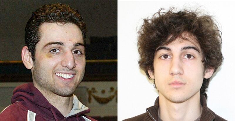 Tamerlan Tsarnaev (left) photographed in 2010 in Lowell, Massachusetts, and his brother Dzhokhar Tsarnaev  photographed in an undated FBI handout photograph. Photograph: The Sun of Lowell, MA/FBI/Handout/Reuters