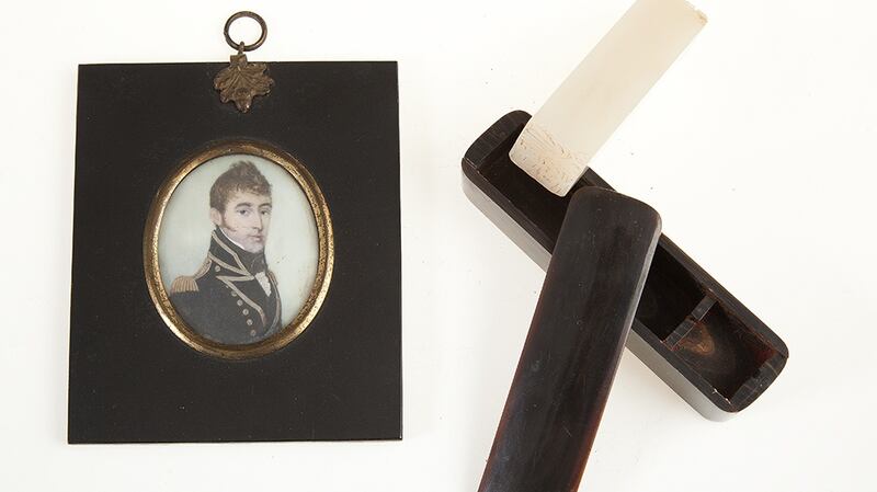 A Chinese jade seal in a polished horn case that belonged to Captain Edward Westby Vansittart