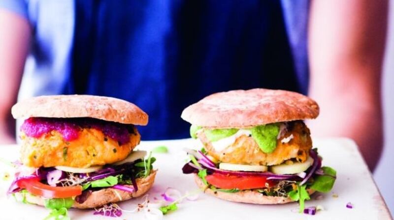 Sweet potato chickpea burgers for the vegetarians.