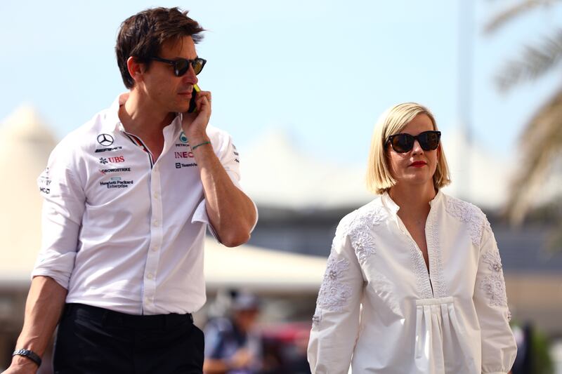 Susie Wolff with her husband, Toto, the chief executive of Mercedes-AMG Petronas F1 team. Photograph: Mark Thompson/Getty