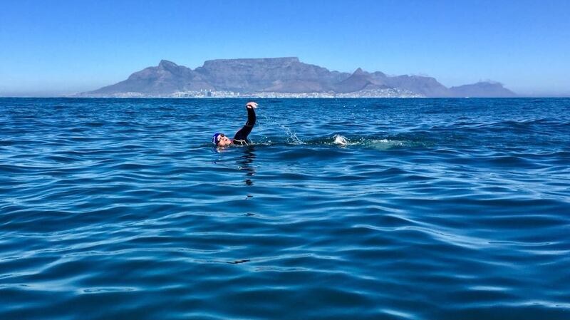 Graham Little swimming from Robben Island to Cape Town