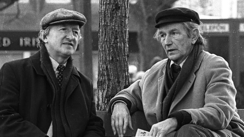 Browne joined with Michael D Higgins during his election campaign at Eyre Square in Galway city in February 1987. Photograph: Joe O’Shaughnessy.