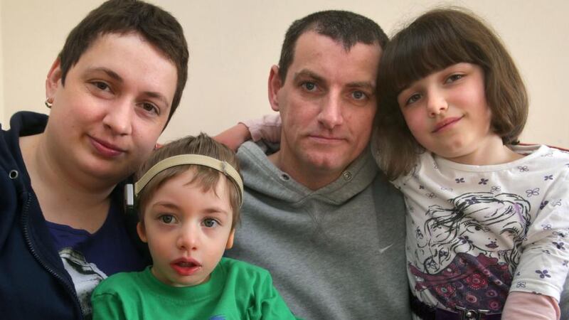 Maja and Mike McDonnell with their children Sebastian (left) and Amy in their Galway home. Photograph: Joe O’Shaughnessy