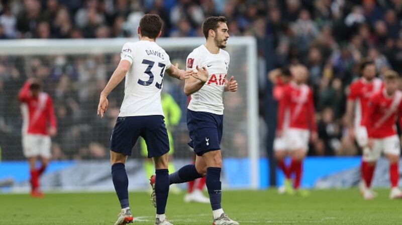 Harry Winks equalised for Spurs. Photograph:  Julian Finney/Getty Images