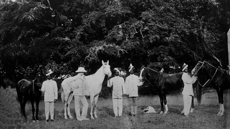 Winston Churchill preparing to ride horses while serving with the British army in India.Photograph: Time Life Pictures/Getty Images