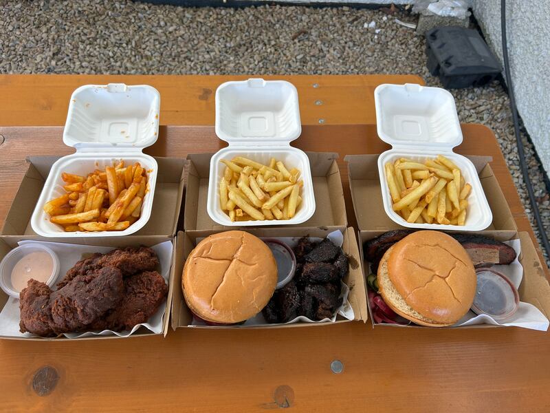 The Dirty Souls: We ordered the brisket box, pork belly burnt ends and Nashville chicken. Photograph: Corinna Hardgrave