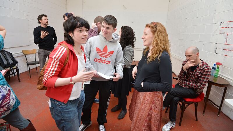 Gemma-Leah Devereux, Ciaran McCabe and Kirsten Sheridan at the Factory in Dublin, a collective space for Irish directors, film-makers, casting agents, actors and music producers, in 2021. Photograph: Alan Betson/The Irish Times