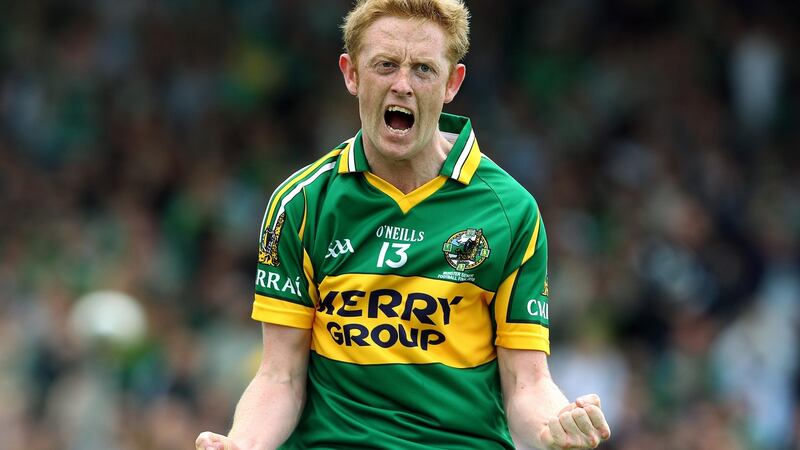 Colm Cooper  celebrates after scoring a goal against Limerick in the 2010 Munster senior football final. Photograph: Lorraine O’Sullivan/Inpho