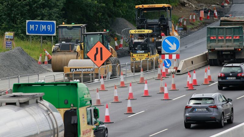 Ongoing works on the M7 upgrade as the project nears completion. Photograph: Nick Bradshaw