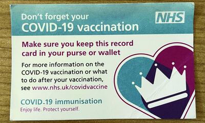 Covid jab: the nurse gave me a small NHS vaccination card to keep