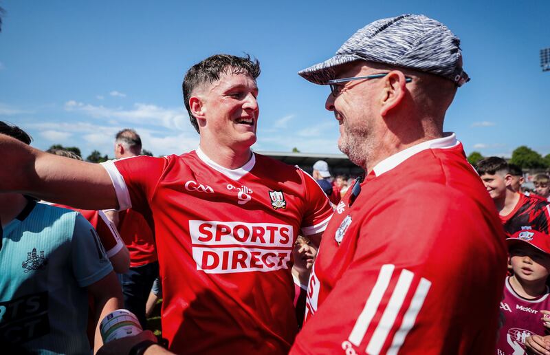 Cork's Colm O'Callaghan celebrates after the game. Photograph: Nick Elliott/Inpho