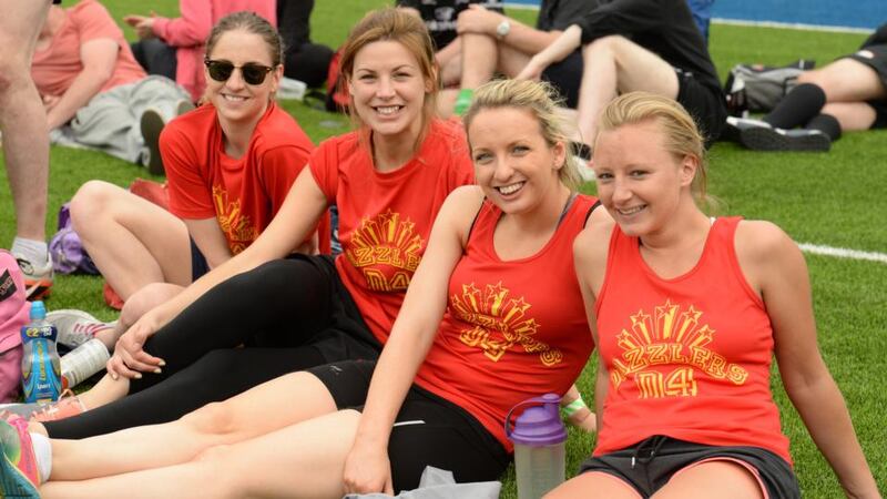 Also at the Aoife Beary fundraiser at Wesley Club today: (from left) Isobel Horan, Nikki Baume, Jessie Elliott and Rachel Scott from Dazzlers tag team. Photograph: Cyril Byrne/The Irish Times