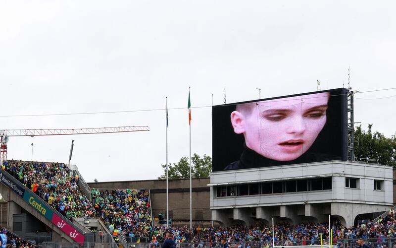 A video of Sinéad O’Connor’s Nothing Compares 2 U is played at Croke Park ahead of the All-Ireland final. Photograph: James Crombie/Inpho