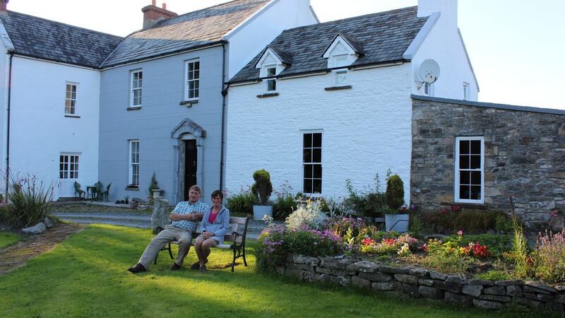 NIgel Barnes and Pepie O'Sullivan outside their home and workshops at Clooneenagh House in Co Clare