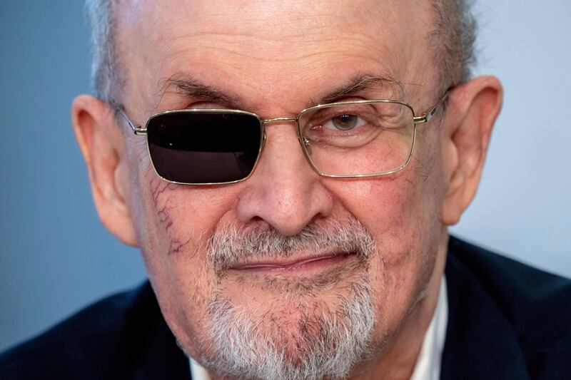 Author Salman Rushdie was severely wounded in the attack and lost the use of his right eye. Photograph: Michael Probst/AP